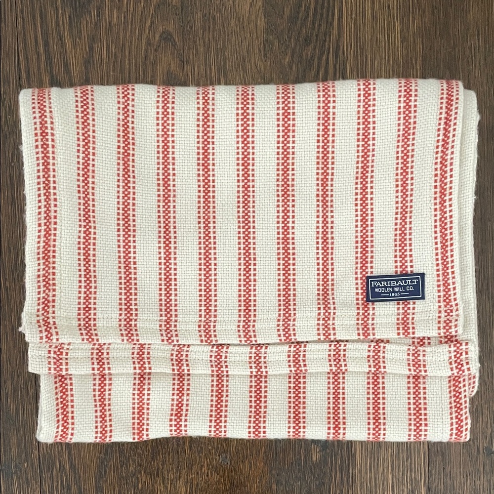 Red and Cream Striped Wool Scarf